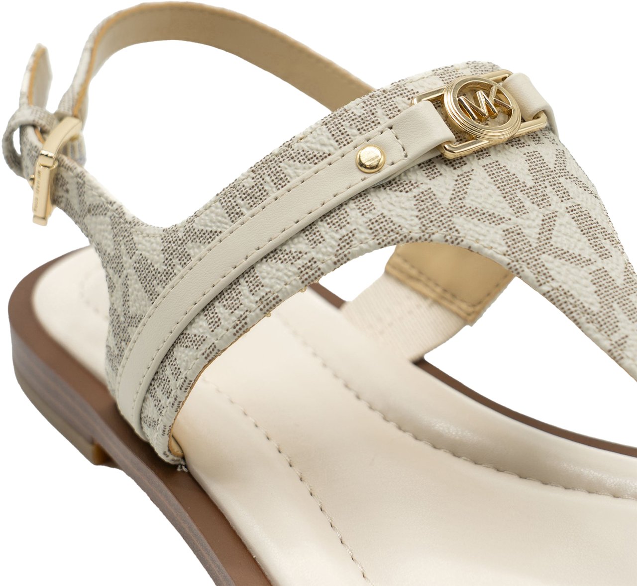 Michael Kors Mandy Signature Logo T-Strap Sandaal Wit