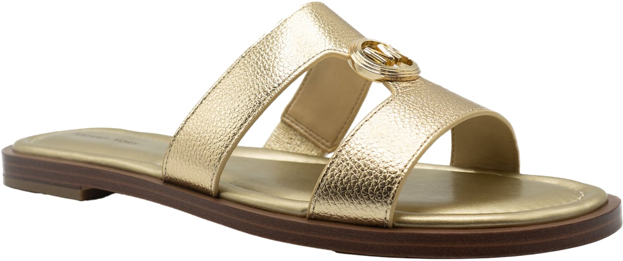 Michael Kors Erin Leather Flat Sandaal Goud