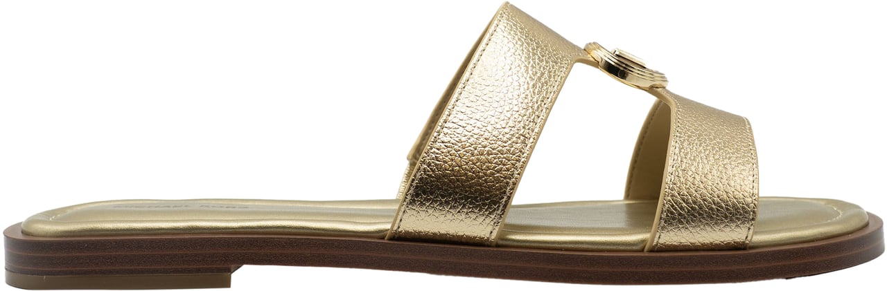 Michael Kors Erin Leather Flat Sandaal Goud