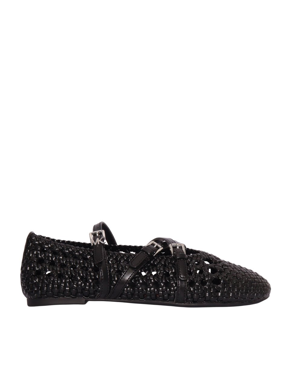 Michael Kors Pointed Toe Strappy Woven Ballet Flats Zwart
