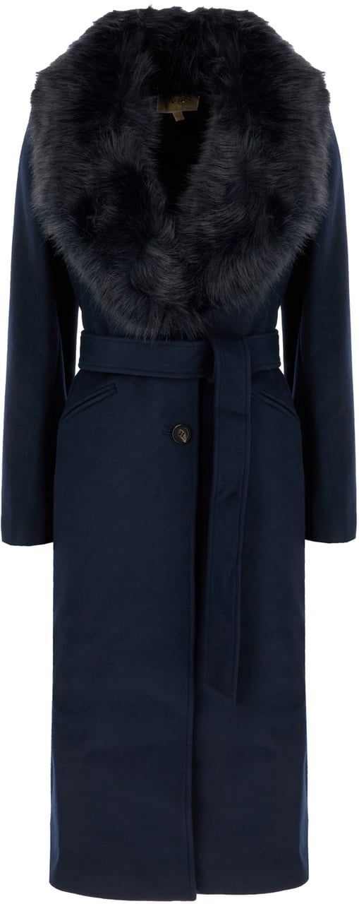 Michael Kors Michael Kors Navy blue wool blend coat Blauw