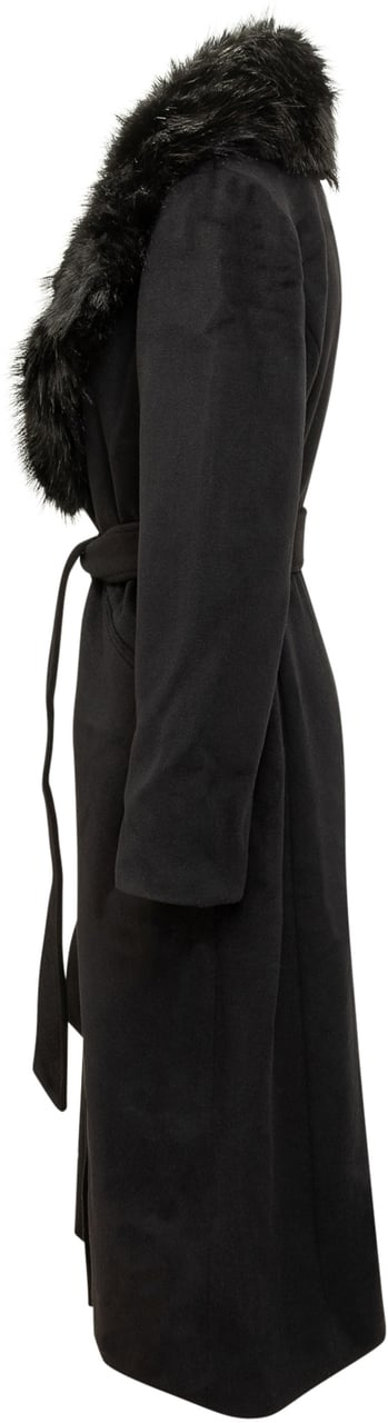 Michael Kors Michael Kors Cappotto Nero con Collo in Eco Pelliccia Zwart