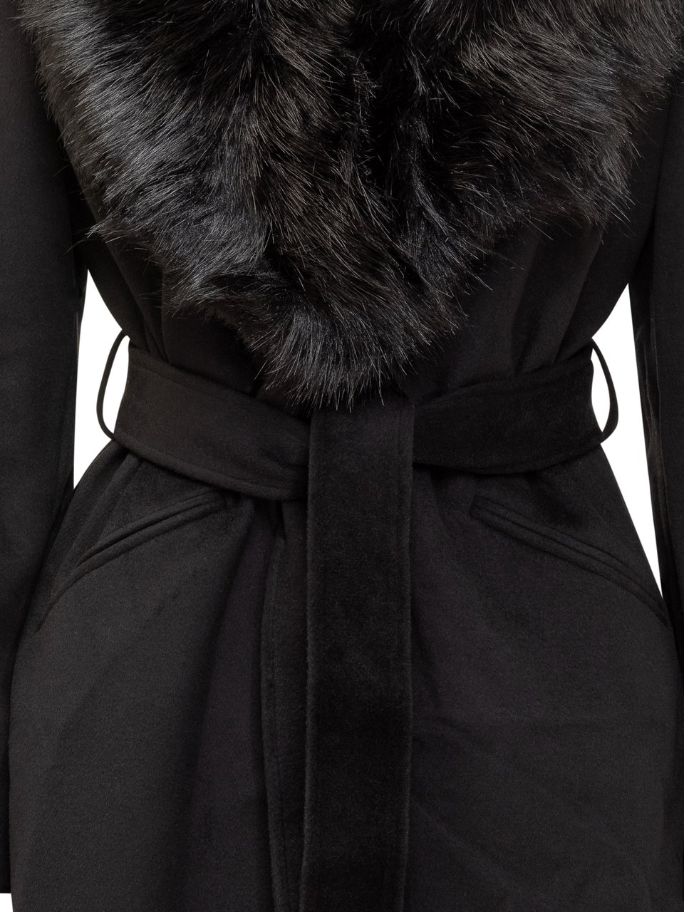 Michael Kors Michael Kors Cappotto Nero con Collo in Eco Pelliccia Zwart