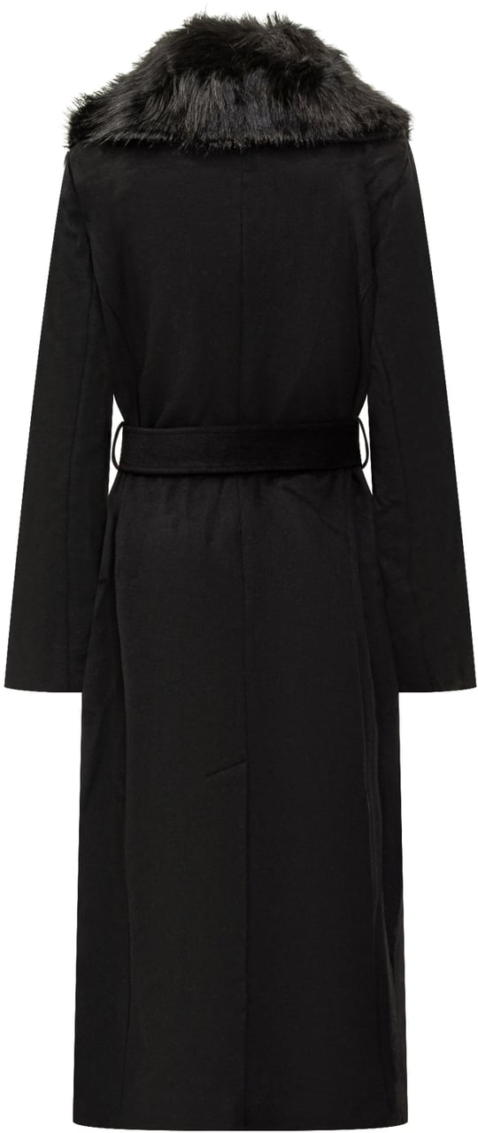 Michael Kors Michael Kors Cappotto Nero con Collo in Eco Pelliccia Zwart