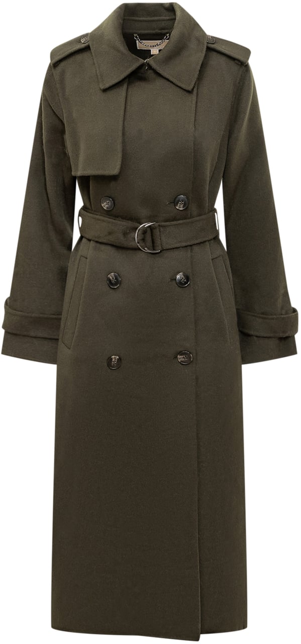Michael Kors Michael Kors Trench Verde con Cintura Groen