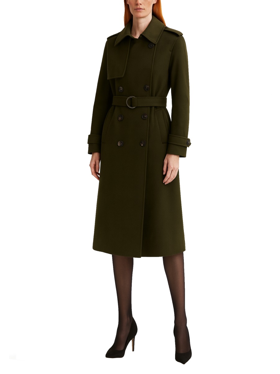 Michael Kors Wool-Blend Belted Double-Breasted Trench Coat Zwart