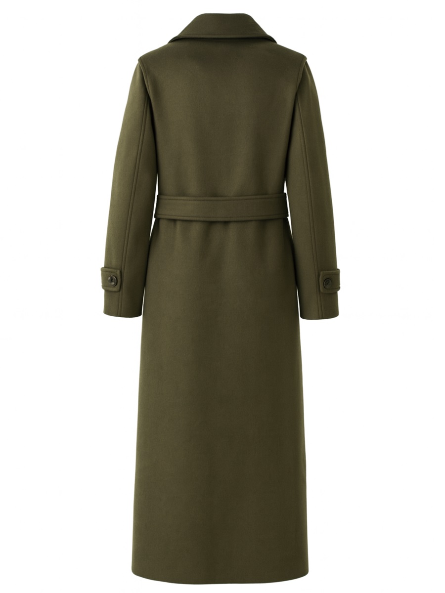 Michael Kors Wool-Blend Belted Double-Breasted Trench Coat Zwart