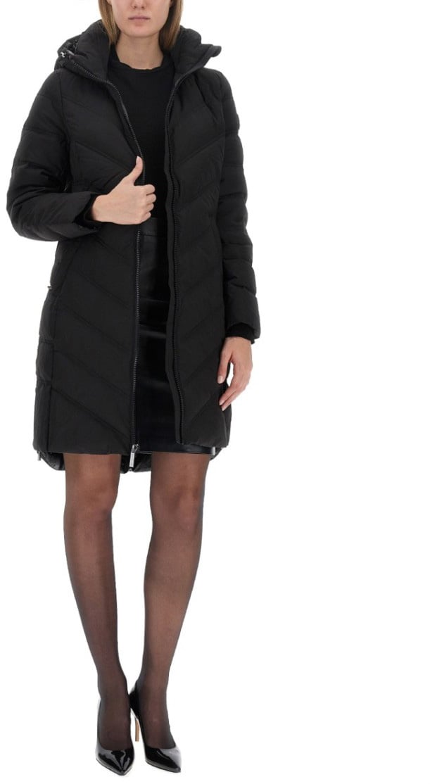 Michael Kors Quilted Black Hooded Parka Zwart