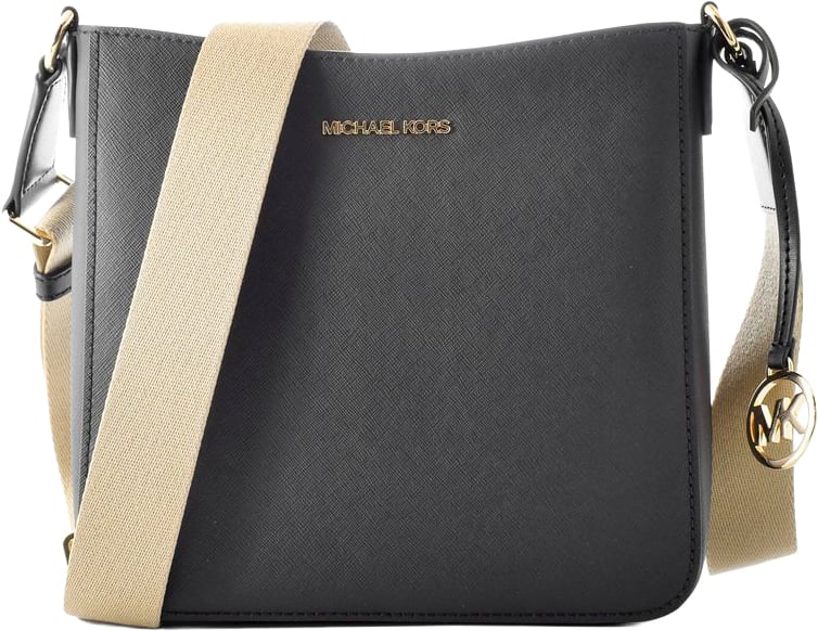Michael Kors Black Canvas Crossbody Bag Zwart
