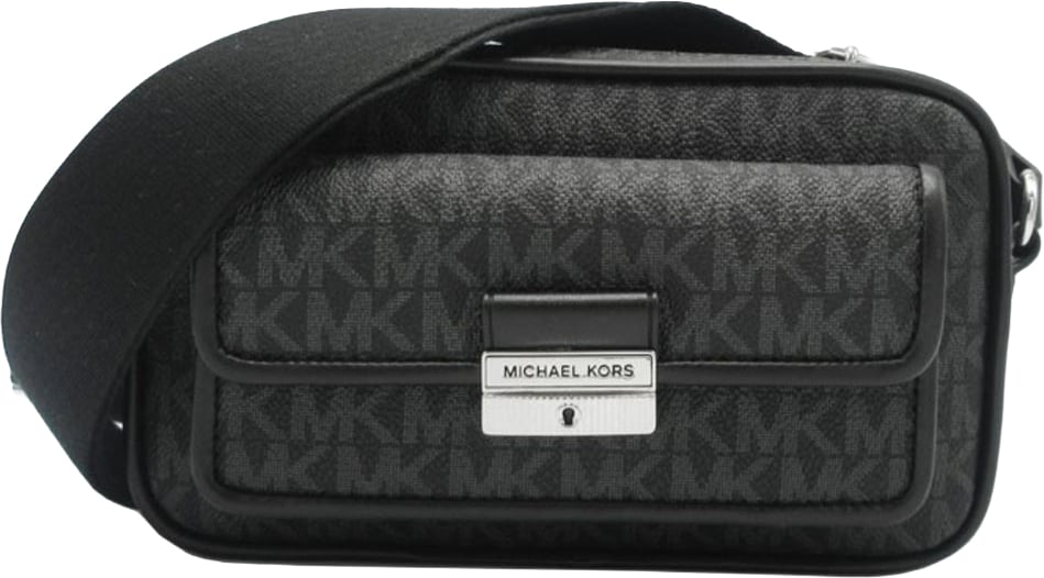 Michael Kors Black Canvas Crossbody Bag Zwart