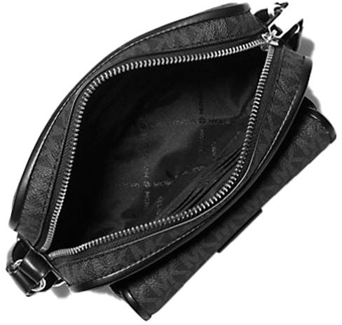 Michael Kors Black Canvas Crossbody Bag Zwart