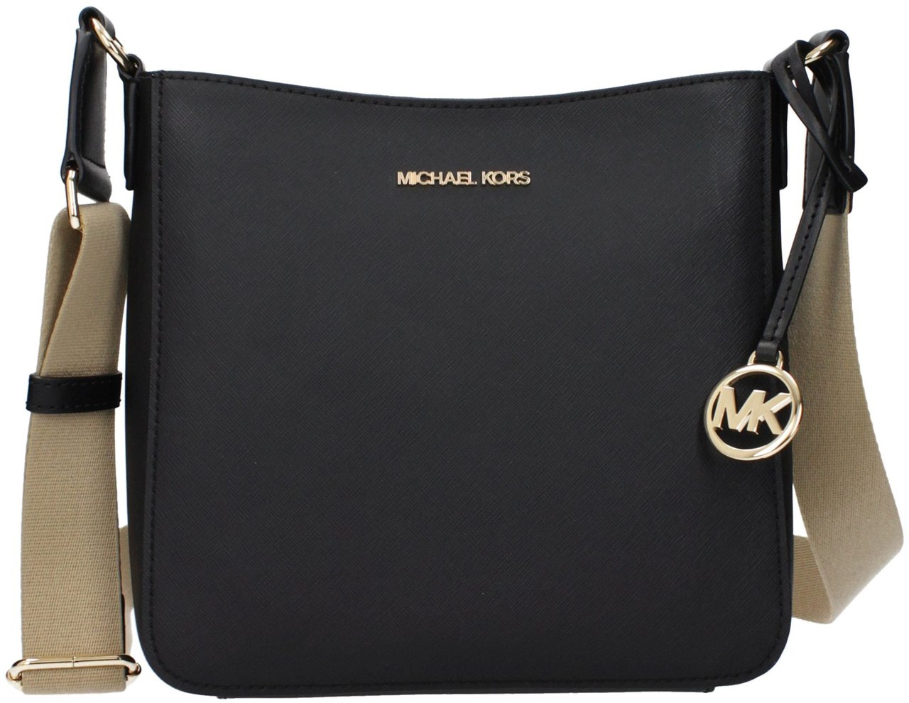 Michael Kors Black Leather Crossbody Bag Zwart