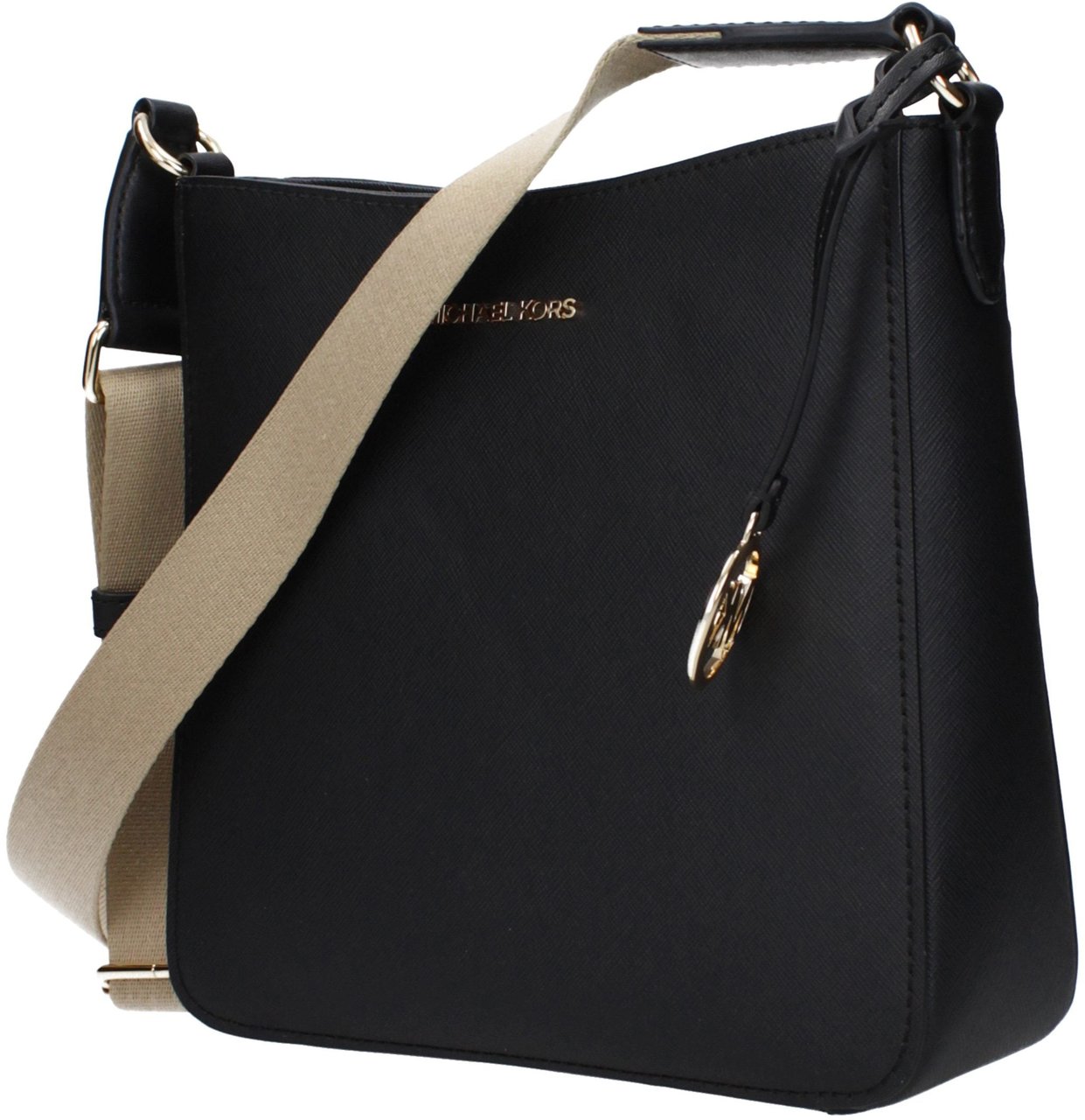 Michael Kors Black Leather Crossbody Bag Zwart