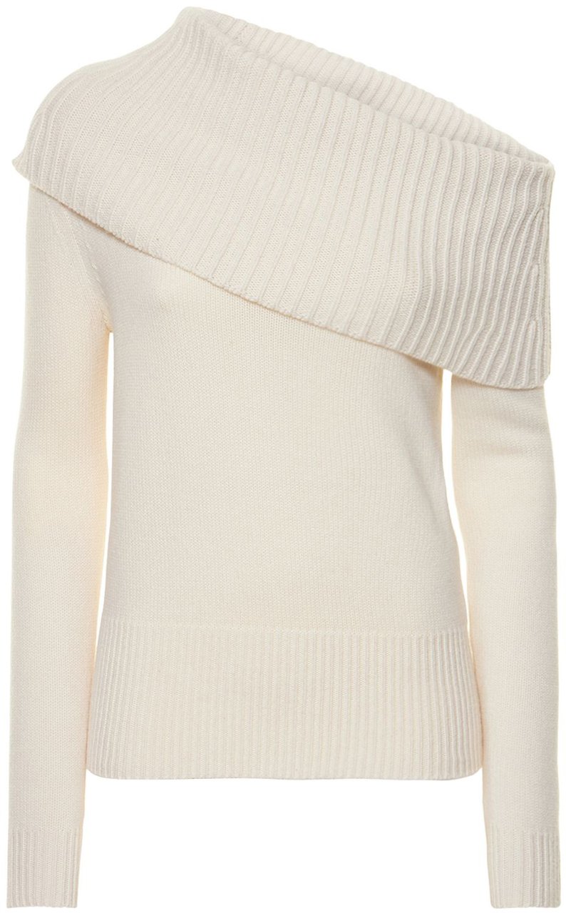 Michael Kors Elegant sweater with asymmetric collar and neckline Wit