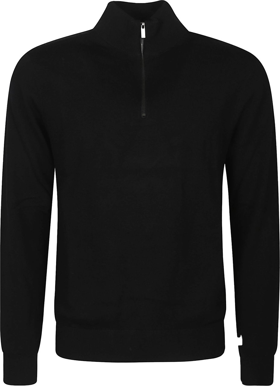 Michael Kors Embroidered Logo Half Zip Sweater Black Zwart