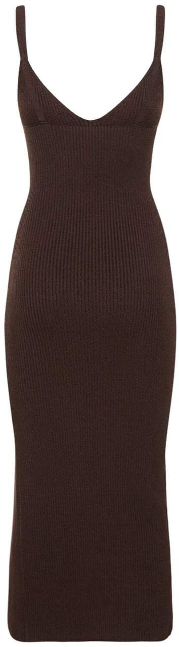 Michael Kors Long dark brown dress with V-neck Bruin