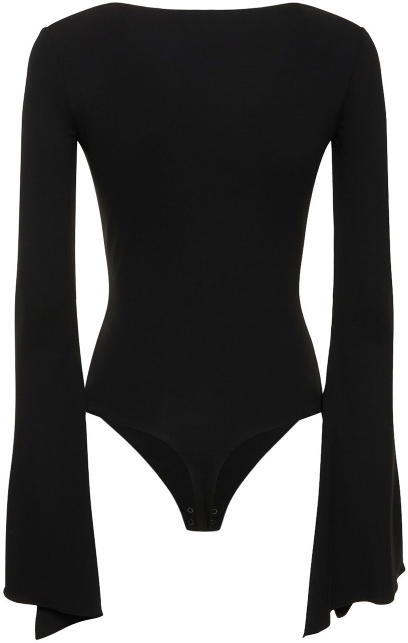 Michael Kors Elegant black bodysuit with long sleeves and neckline Zwart