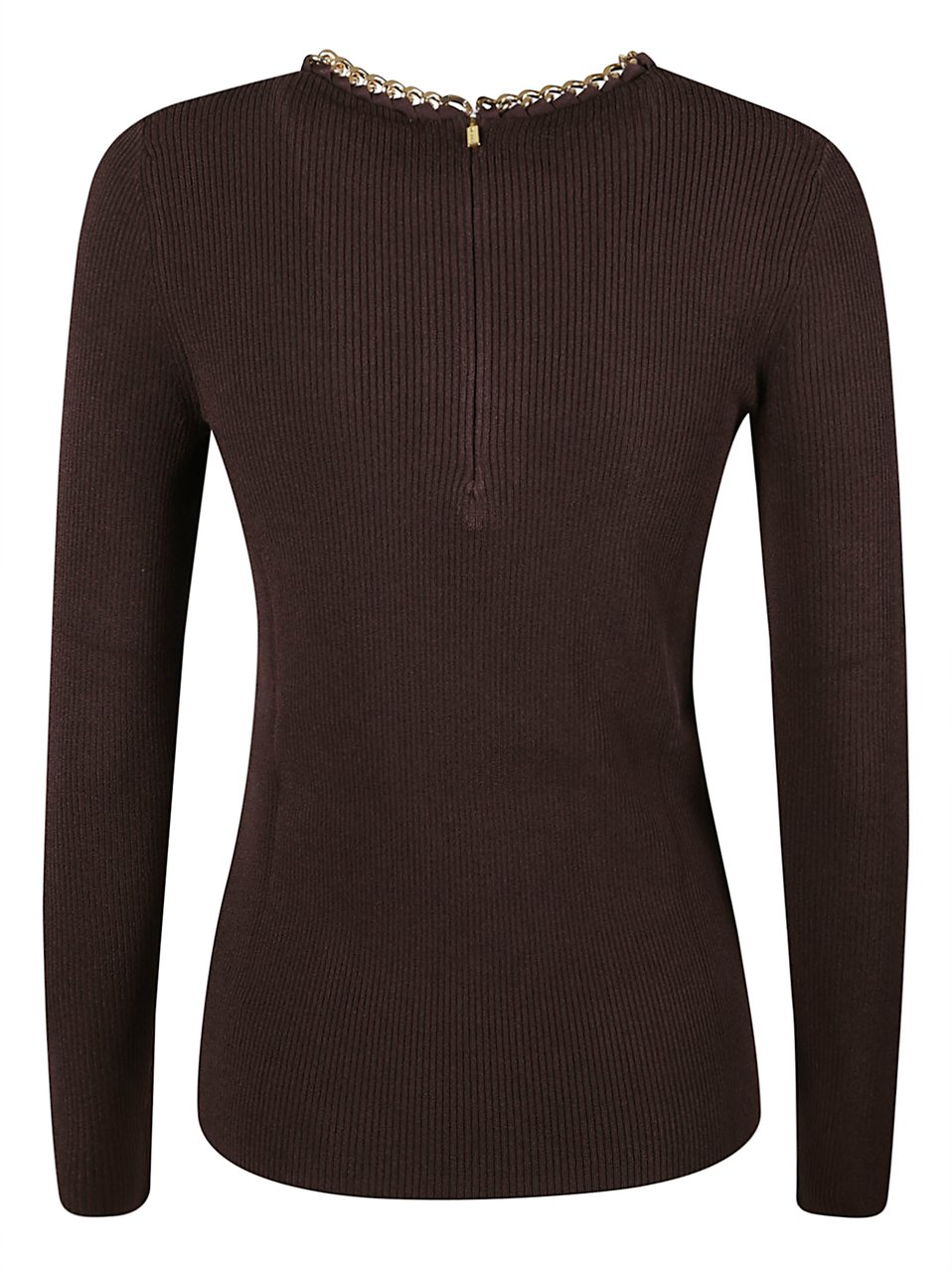 Michael Kors Chain Round Neck Long Sleeve Sweater Brown Bruin