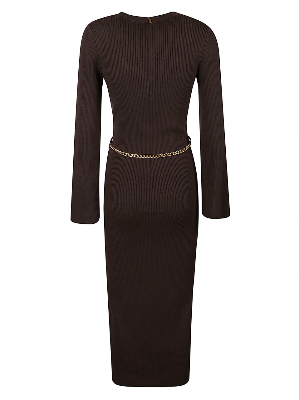 Michael Kors V Neck Long Sleeve Dress Brown Bruin