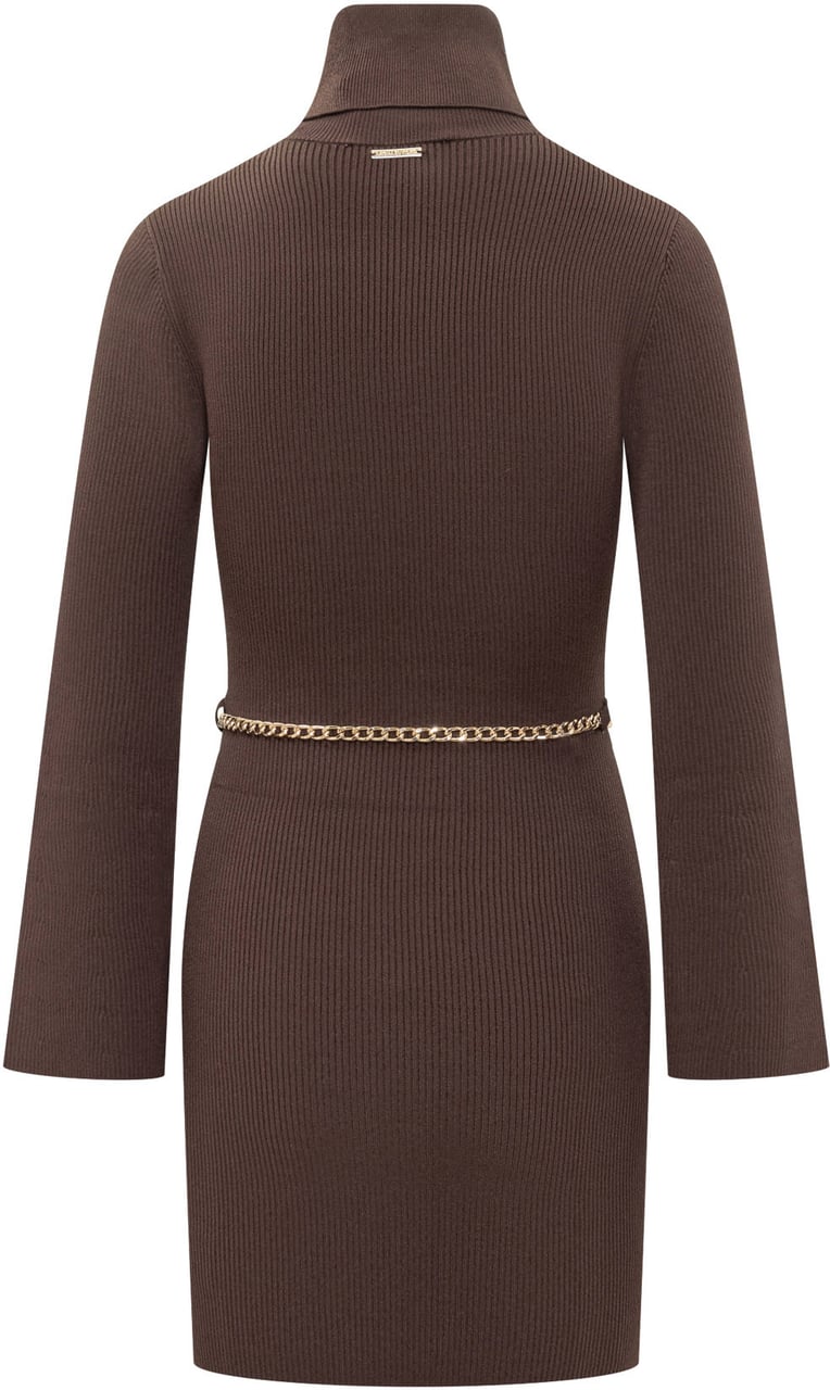 Michael Kors Michael Kors Abito Marrone in Maglia con Cintura Gioiello Bruin