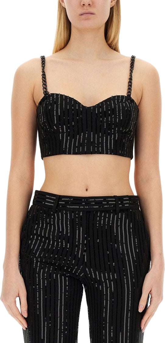 Michael Kors Crepe Bustier Top Zwart