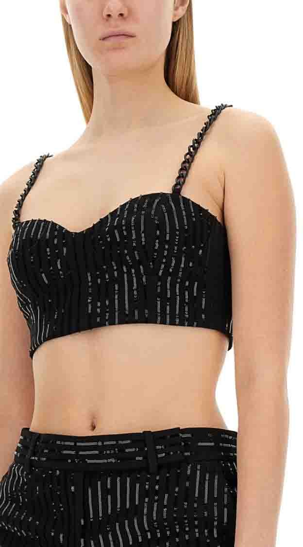 Michael Kors Crepe Bustier Top Zwart