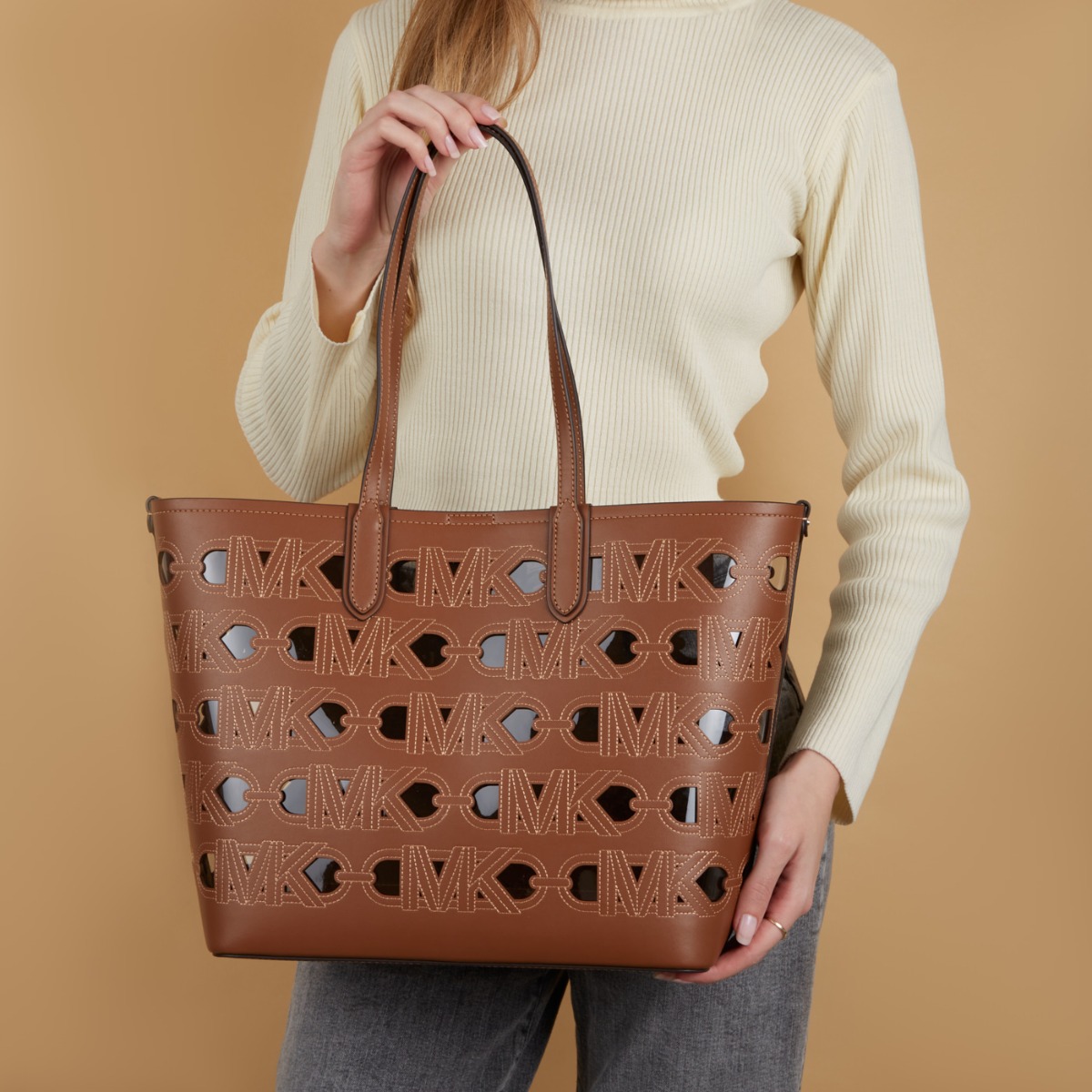 Michael Kors Eliza Kunstleer Shopper Bruin