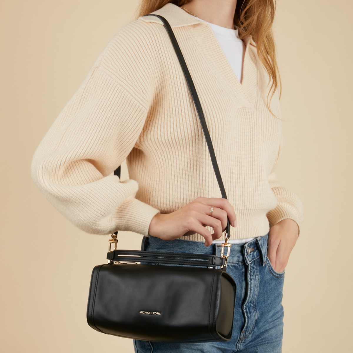 Michael Kors Orchard Runderleer Handtas Zwart