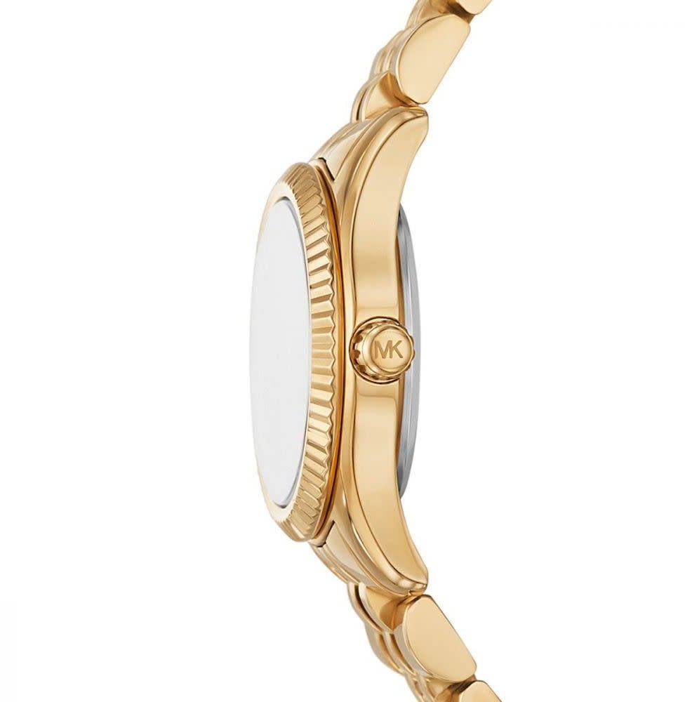 Michael Kors Michael Kors Horloge MK4842 Petit Lexington Staal met Geelgouden Plating Quartz en Groene Wijzerplaat 26mm Goud