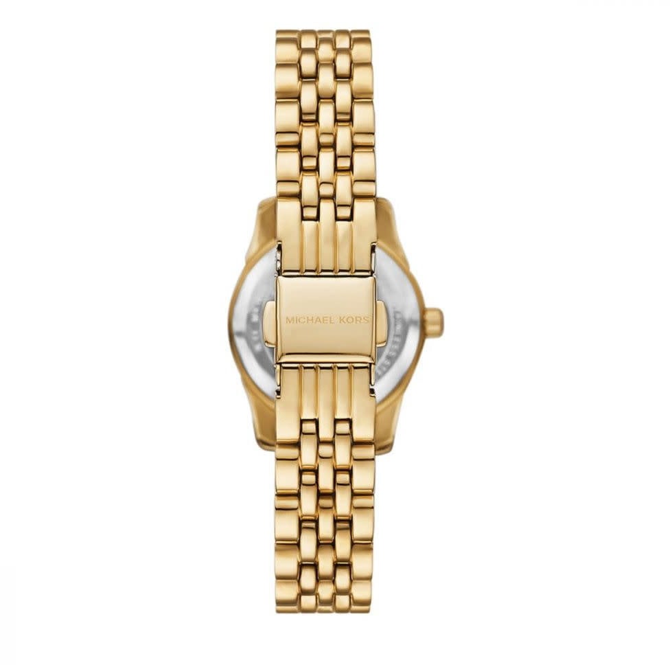 Michael Kors Michael Kors Horloge MK4842 Petit Lexington Staal met Geelgouden Plating Quartz en Groene Wijzerplaat 26mm Goud