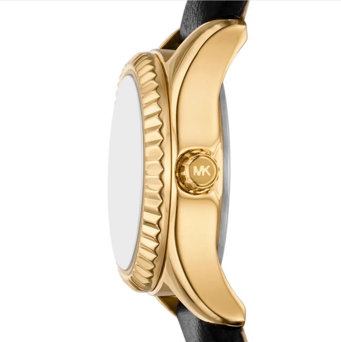 Michael Kors Michael Kors Horloge MK4901 Lexington Staal Quartz met Zwarte Leren Band 19mm Goud