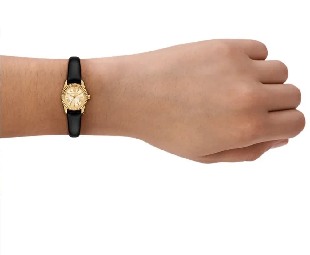 Michael Kors Michael Kors Horloge MK4901 Lexington Staal Quartz met Zwarte Leren Band 19mm Goud