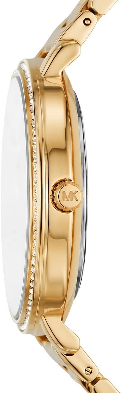Michael Kors Horloge MK4916 Pyper Staal met Geelgouden Plating Zwarte Wijzerplaat met Zirkonia 38mm Goud