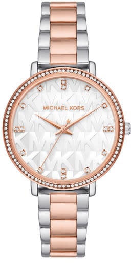 Michael Kors Michael Kors Horloge MK4920 Staal Bicolor Rosekleurige Plating met Zirkonia 38mm Zilver