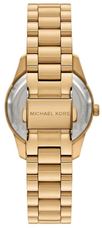 Michael Kors Horloge MK4924 Lexington Staal met Geelgouden Plating Quartz met Groene Wijzerplaat 100m Waterdicht 33mm Goud
