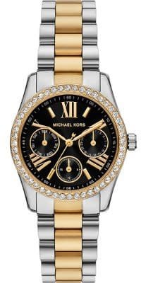 Michael Kors Horloge MK4925 Lexington Staal Goud en Zilver met Zwarte Wijzerplaat 33mm Divers