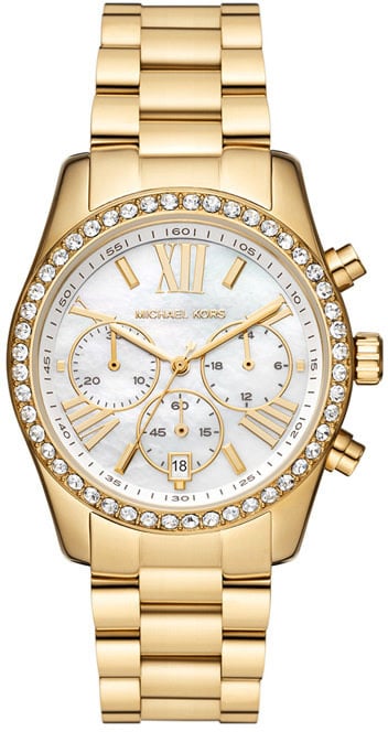 Michael Kors Horloge MK4982 Lexington Staal met Geelgouden Plating Quartz 100m Waterdicht met Zirkonia 33mm Goud