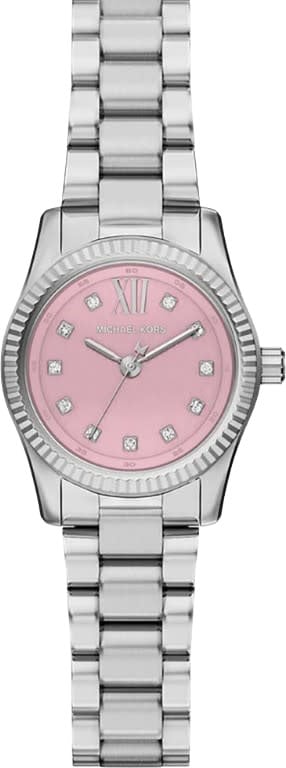 Michael Kors Michael Kors Horloge MK4996 Lexington Staal Quartz met Roze Wijzerplaat 26mm Zilver