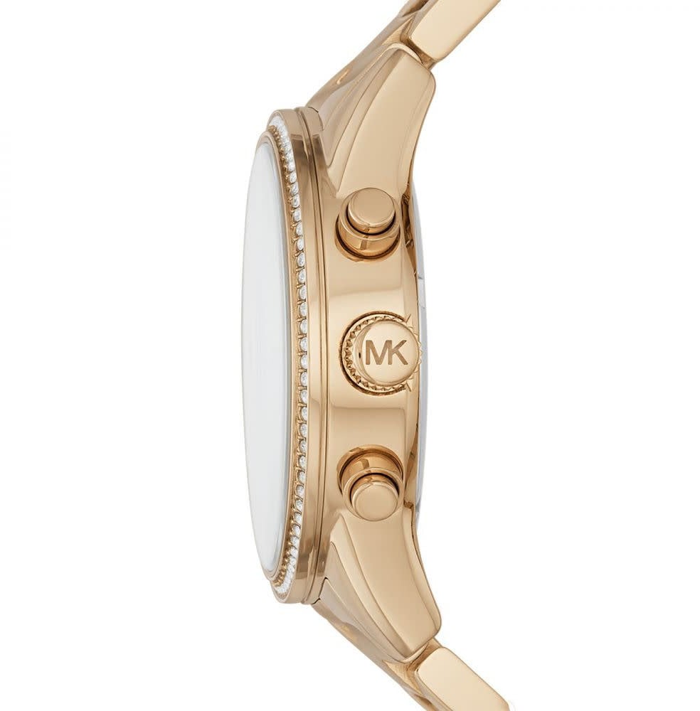 Michael Kors Michael Kors Horloge MK6356 Staal met Geelgouden Plating Quartz Chronograaf en Zirkonia 36mm Goud