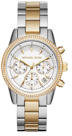 Michael Kors Horloge MK6474 Bryant Staal Bi-color Quartz Chronograaf 38mm Goud