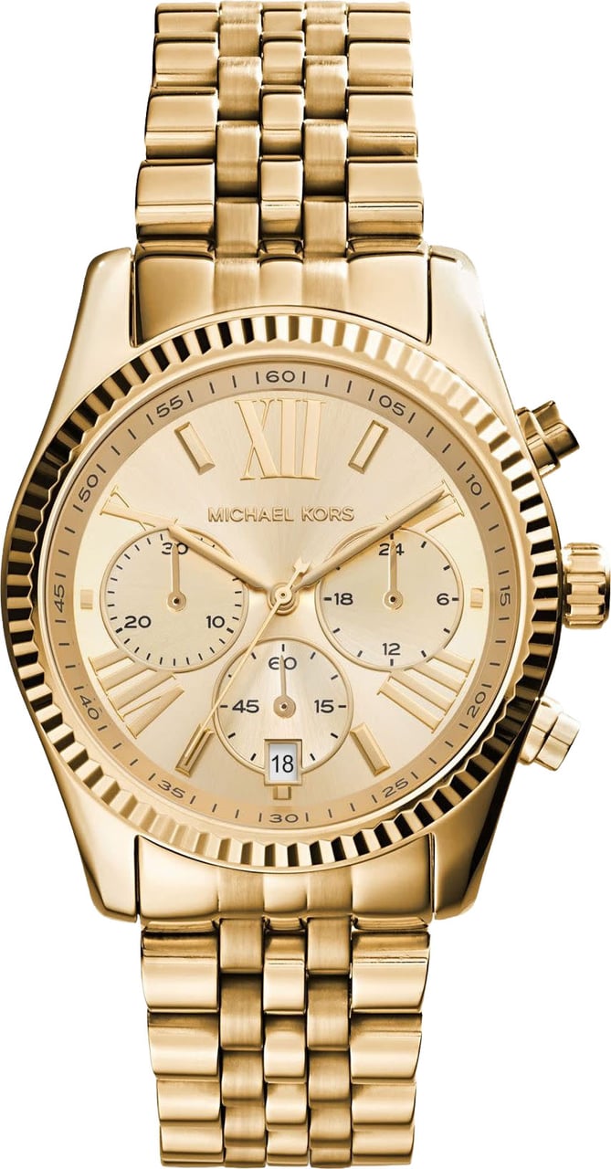 Michael Kors Michael Kors Horloge MK7378 Lexinton Staal met Geelgouden Plating Quartz Chronograaf 36mm Goud