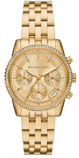Michael Kors Michael Kors Horloge MK7530 Bryant Staal met Geelgouden Plating Quartz Chronograaf met Zirkonia 34mm Divers