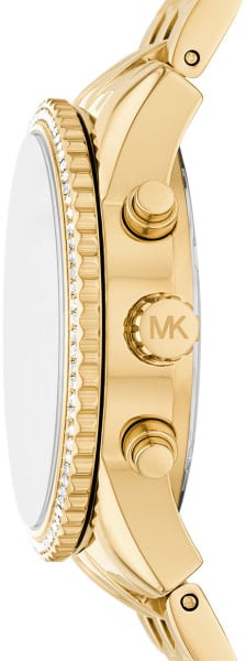 Michael Kors Horloge MK7530 Bryant Staal met Geelgouden Plating Quartz Chronograaf met Zirkonia 34mm Goud