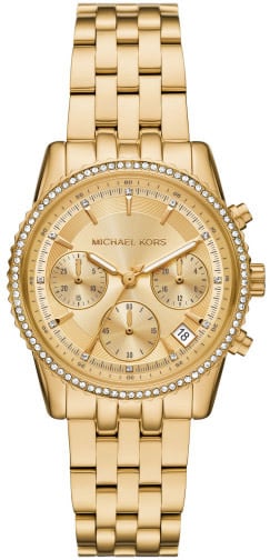 Michael Kors Michael Kors Horloge MK7530 Bryant Staal met Geelgouden Plating Quartz Chronograaf met Zirkonia 34mm Goud