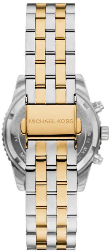 Michael Kors Horloge MK7532 Bi Color Staal Quartz met Witte Wijzerplaat 35mm Zilver
