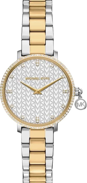 Michael Kors Michael Kors Horloge MK7574 Pyper Staal Bi Color Quartz met Kristallen en Hangend Bedel 32mm Divers