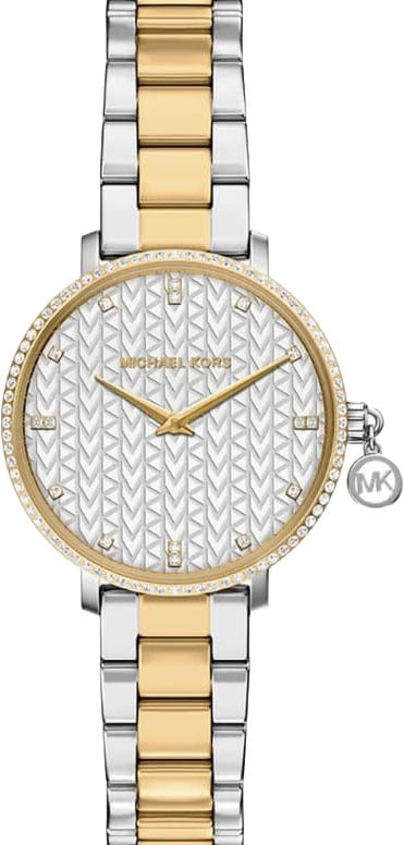 Michael Kors Michael Kors Horloge MK7574 Pyper Staal Bi Color Quartz met Kristallen en Hangend Bedel 32mm Divers