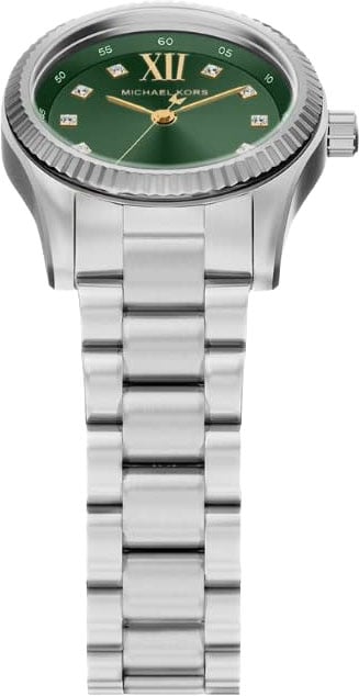 Michael Kors Michael Kors Horloge MK7580 Lexington Staal Quartz met Groene Wijzerplaat 26mm Zilver