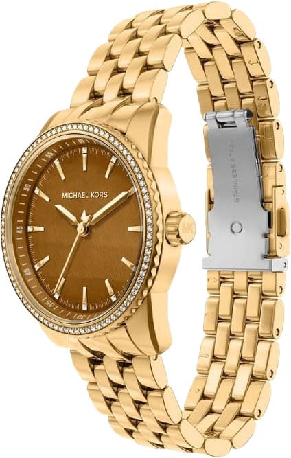 Michael Kors Michael Kors Horloge MK7581 Staal met Geelgouden Plating Quartz Bruine Wijzerplaat 35mm Goud