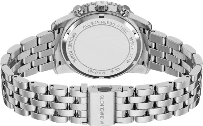 Michael Kors Michael Kors Horloge MK7583 Bryant Staal met Kristallen Groene Wijzerplaat Quartz 35mm Zilver